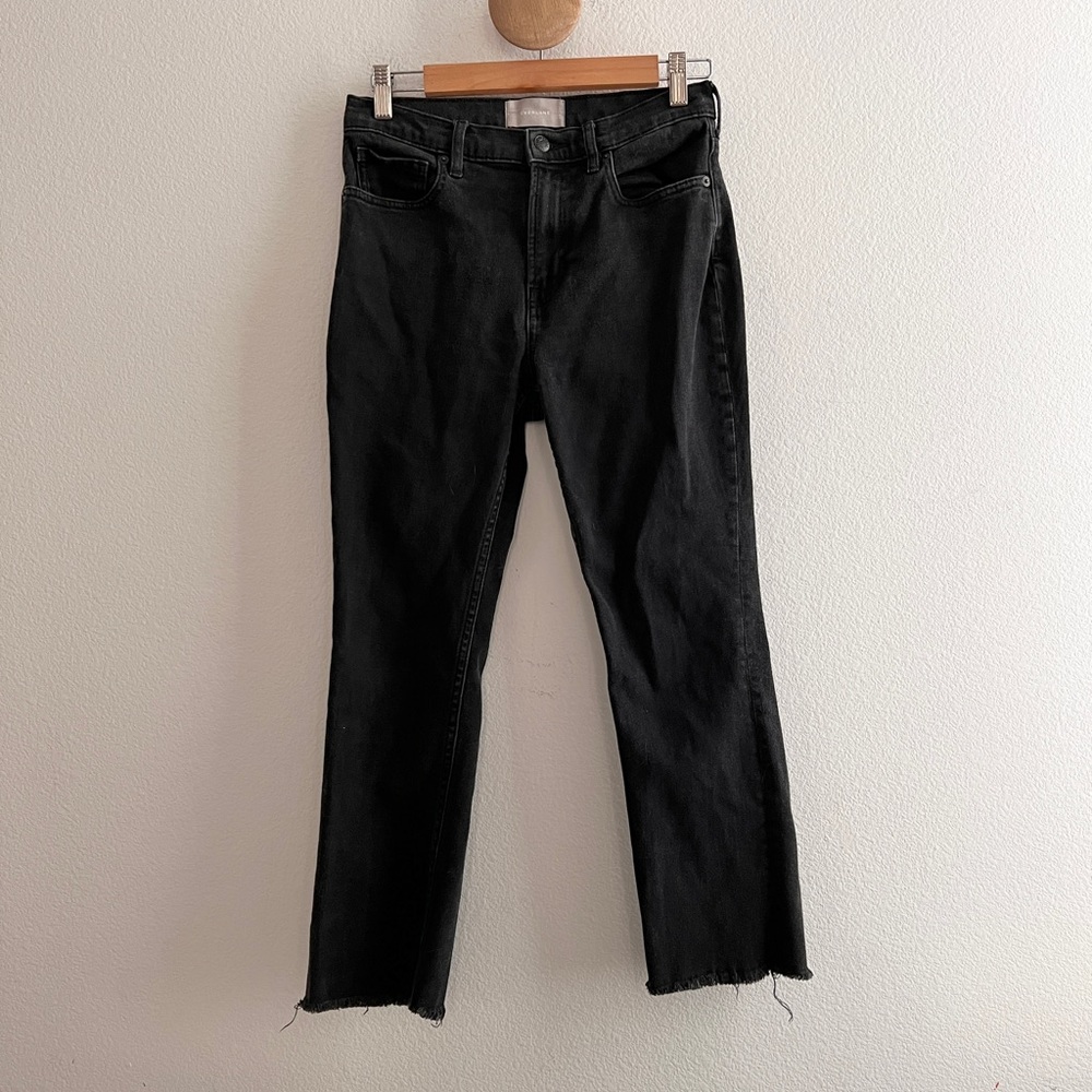 Everlane High Rrise Skinny Raw Frayed Hem Black Denim Jeans